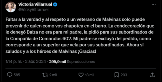 Ari Lajalad reveló que al padre de la vicepresidenta Victoria Villarruel "le quitaron" las condecoraciones por su participación en Malvinas porque "no reúne los requisitos" Ari Lajalad reveló que al padre de la vicepresidenta Victoria Villarruel "le quitaron" las condecoraciones por su participación en Malvinas porque "no reúne los requisitos"