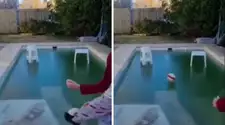 La ola polar en Argentina le congeló su pileta y decidió armar una "canchita" de futbol