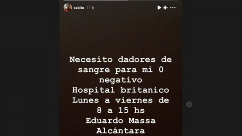 Cabito Massa Alcántara se encuentra internado y piden dadores de sangre
