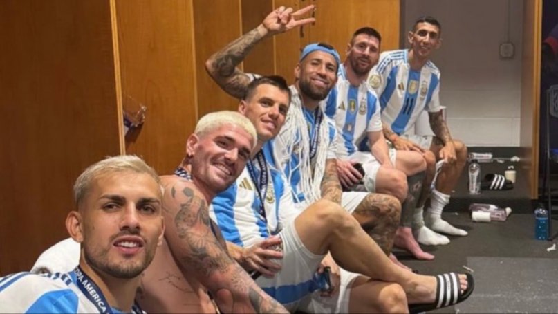 Los festejos de la Scaloneta en el vestuario tras la consagración