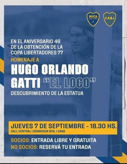 Boca le rinde homenaje a Hugo Gatti con una estatua en La Bombonera