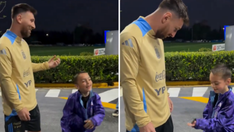El curioso festejo que un niño le pidió a Messi: "Vos estás loco"